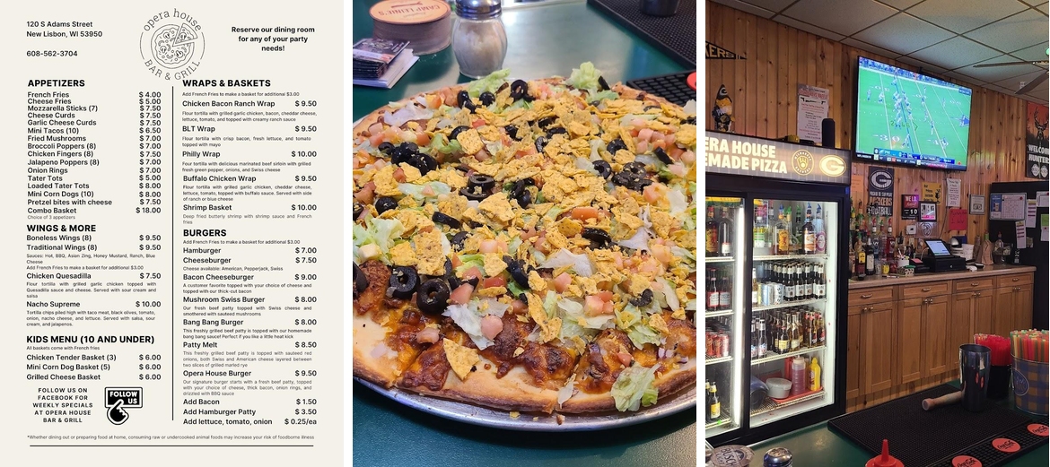 Opera House Bar & Grill Menu